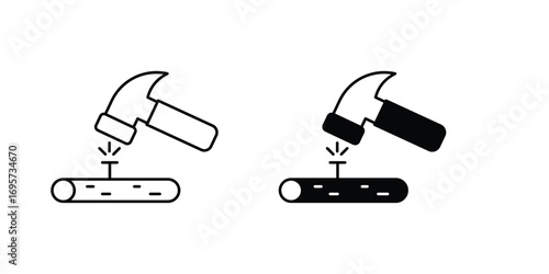Hammer set icon with white background vector stock illustration