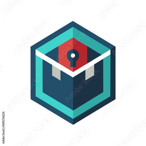 Guarded Cube With Lock Symbol Logo Design