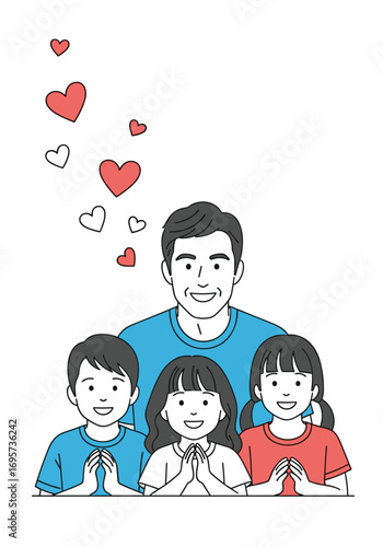 A loving father and his three children united in a cherished family moment