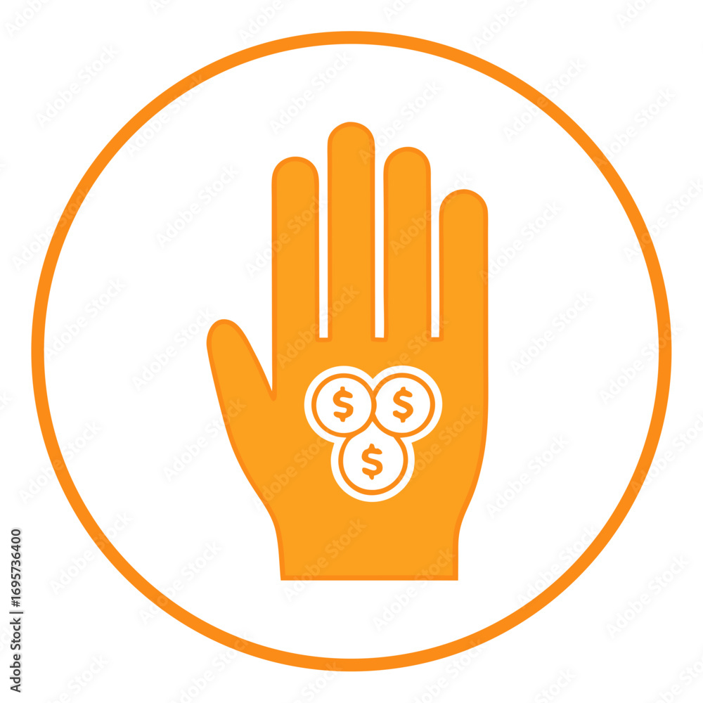 Fototapeta premium Hand Holding Coins Logo Design Minimalistic