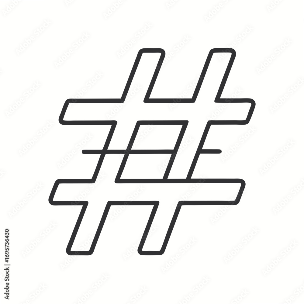 Fototapeta premium Hashtag Minimal Line Outline Logo Design