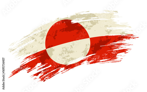 Greenland flag grunge brushstroke texture background. Vector illustration.