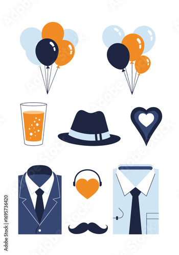 Happy fathers day celebration elements for a special man birthday party decoration