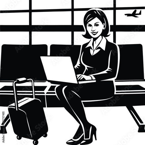 business woman working on laptop