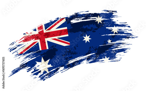 Australian flag grunge brushstroke texture background. Vector illustration.