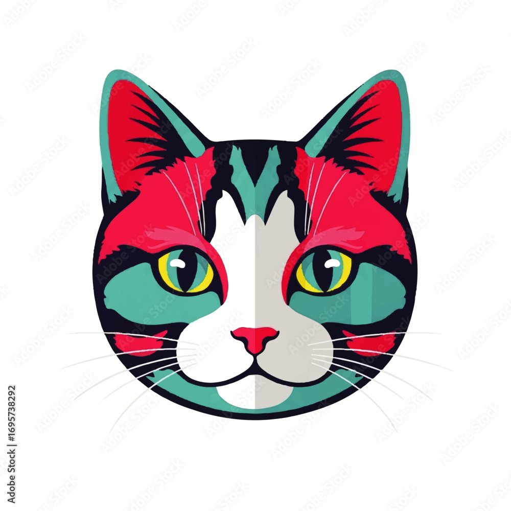 Fototapeta premium Colorful Geometric Cat Illustration for Modern Art Lovers and Cat Enthusiasts