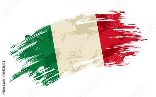 Italian flag grunge brushstroke texture background. Vector illustration.