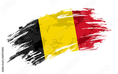Belgian flag grunge brushstroke texture background. Vector illustration.