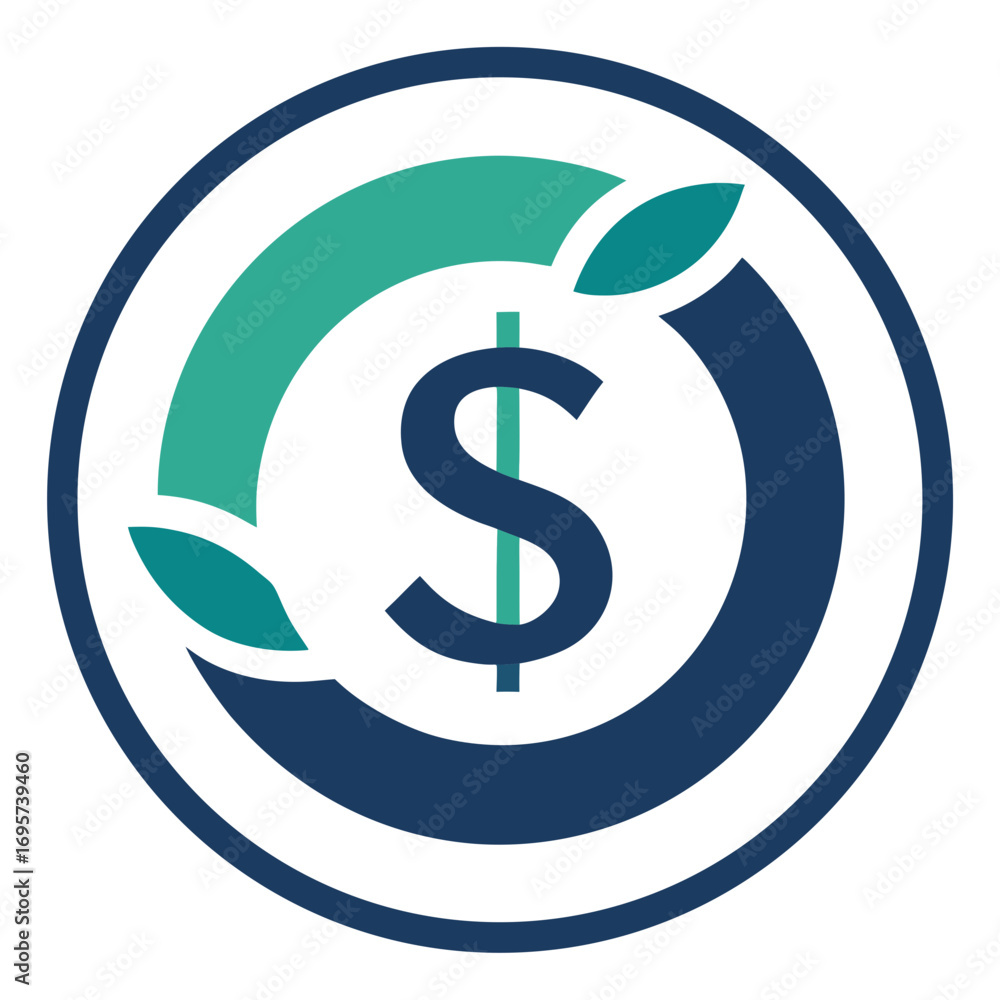 Obraz premium Minimal Dollar Sign Inside Circle Logo Design