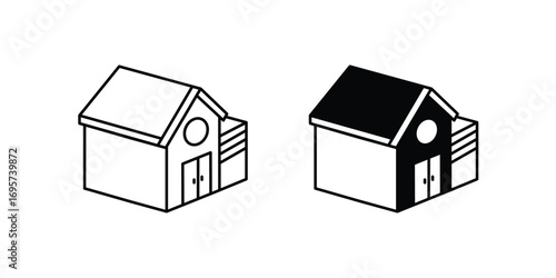 Garage set icon with white background vector stock illustration