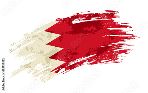 Bahraini flag grunge brushstroke texture background. Vector illustration.