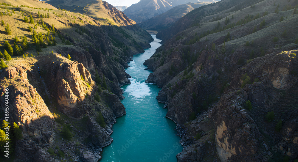 Obraz premium River gorge sunlight landscape