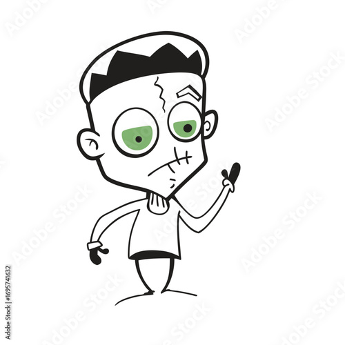 funny cartoon dog with zombie style 
