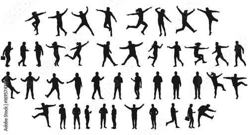 people performing various actions captured in silhouette