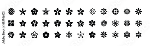 Flowers symbol illustration symbol icon sign. set of black and white flowers. Graphic Flower Icons, Magnolia icon symbol shape. vector symbols.
vector illustration.