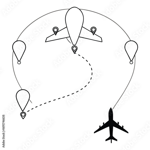 airplane flying around the world