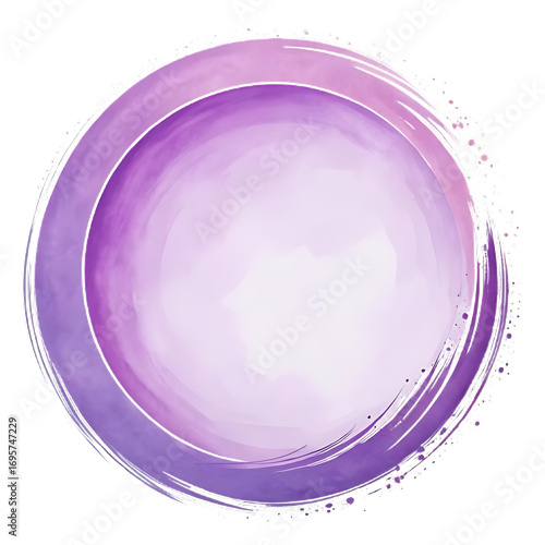 Abstract watercolor circle brush stroke purple lavender background design