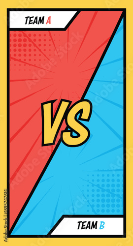 Vs or versus poster concept in cartoon design style. Battle background illustration