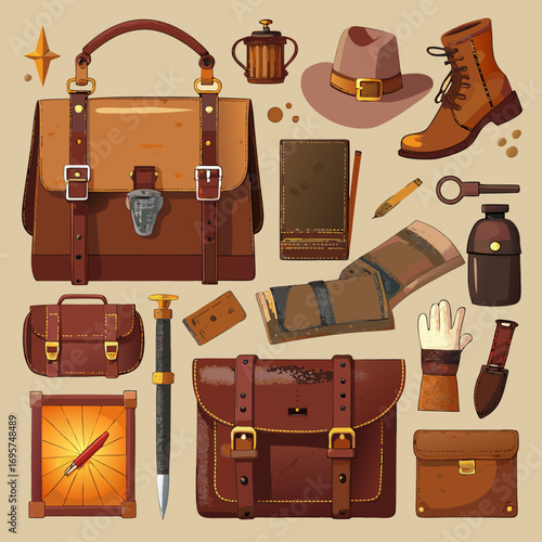 Executive Leather Accessories Vector Bundle – Realistic Business Essentials