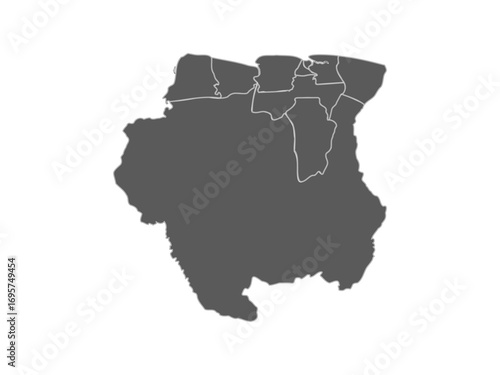 Suriname map High detailed grey map on white background