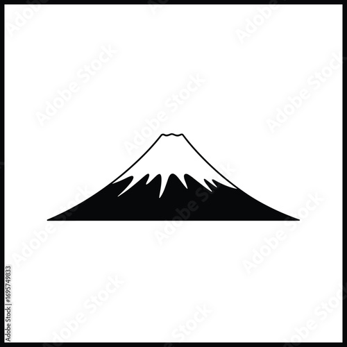 Minimal Black and White Mount Fuji Symbol