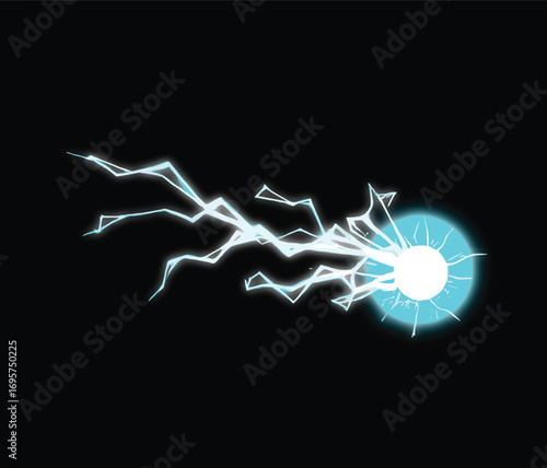 Lightning beam energy effect anime style, Powerful electric energy blast with bright glowing cracks, resembling shattered glass. A dramatic and intense visual for power, technology, and sci-fi themes