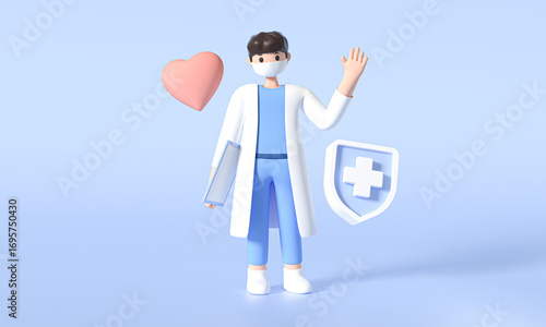 Wallpaper Mural 3D cartoon character male doctor Torontodigital.ca