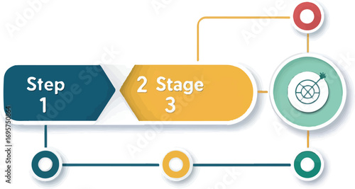 Step-by-Step Process Flow with Stages and Target for Business Strategy