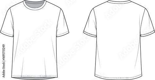 simple line drawing of front back t shirt views