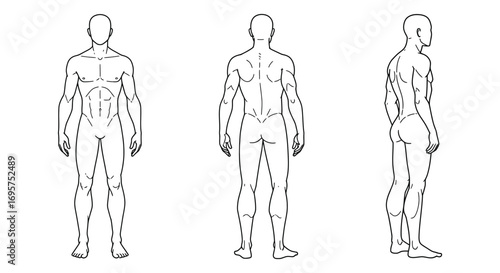 human figure outlines from various angles silhouette