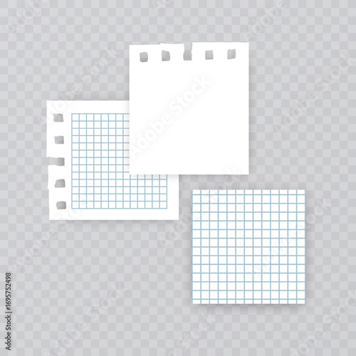 Stacked Note Papers with Graph Grids Set of notebook template