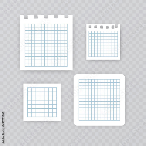Stacked Note Papers with Graph Grids Set of notebook template