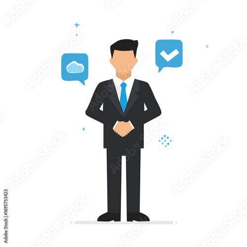 Confident Businessman Cloud Computing Success