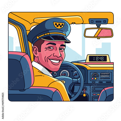 vector illustration of taxi driver