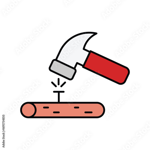 Hammer icon with white background vector stock illustration