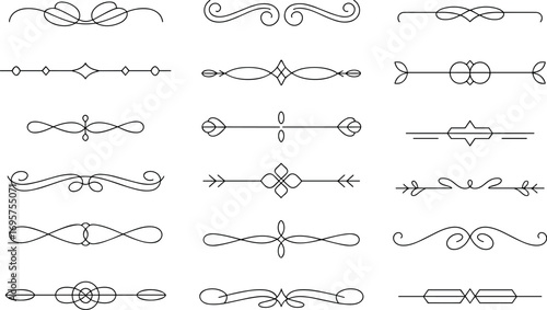 Collection of elegant ornamental dividers and borders for design projects sophisticated embellishments decorative elements line art