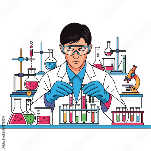 vector illustration of scientist in labortary