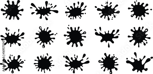 Black ink splatters and splashes abstract shapes liquid splashes paint blots