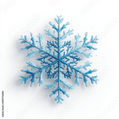Intricate Blue Snowflake Design on White Background for Winter Themes