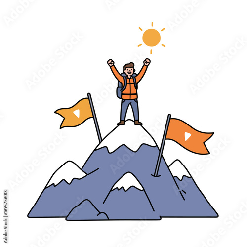 Achieving Peak Business Success Vector Illustration: Reaching Corporate Goals