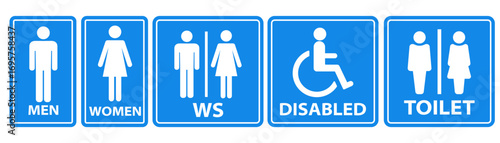 Vector sign of toilet. Toilet for man and woman. Isolated symbol of bathroom. Element for your design