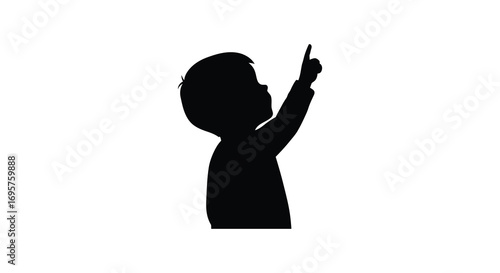 a person pointing upwards with distinct silhouette