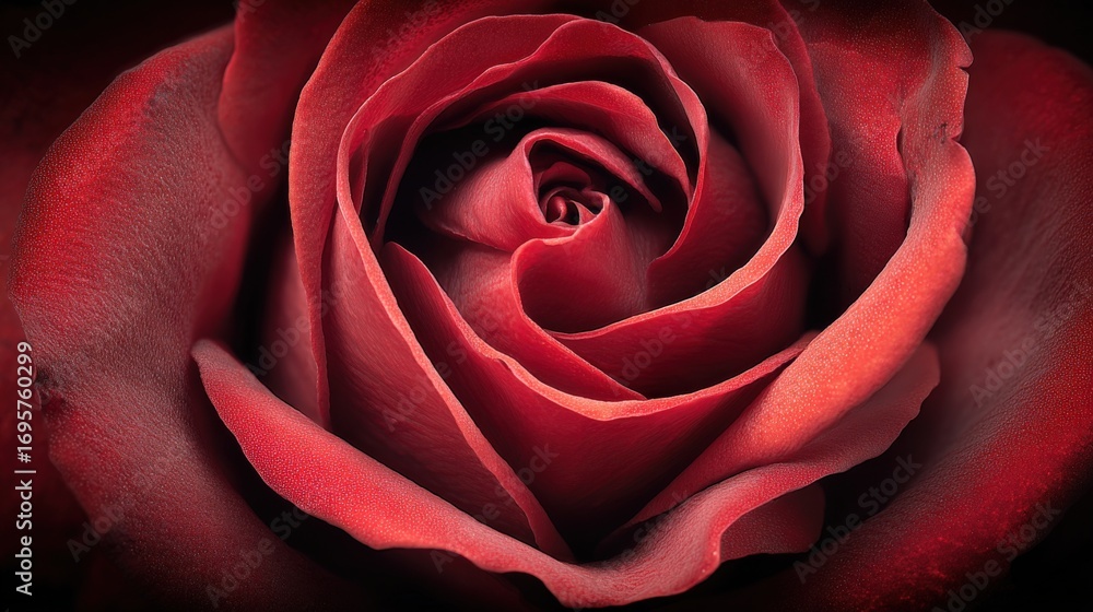 Obraz premium Crimson Rose Close-Up: A Captivating Floral Portrait of Elegance, Romance, and Timeless Beauty in Full Bloom