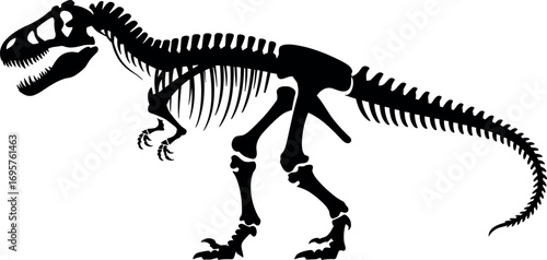 Tyrannosaurus rex dinosaur skeleton silhouette ancient creature prehistoric fossil paleontology icon