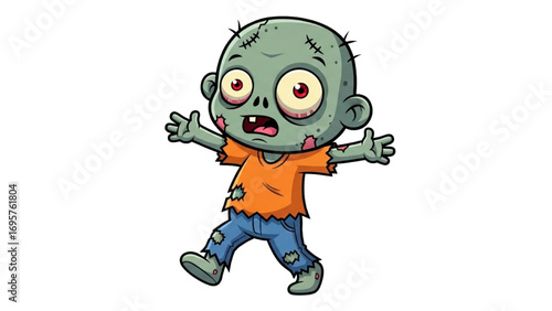 Cute Zombie Cartoon | Funny Halloween Walking Dead Character Vector Illustration