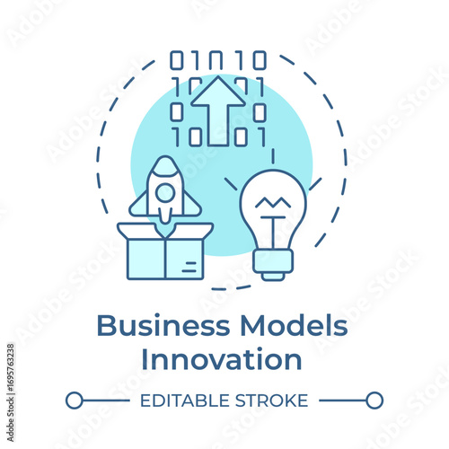 Wallpaper Mural Business models innovation soft blue concept icon. Software development, coding. Round shape line illustration. Abstract idea. Graphic design. Easy to use in infographic, presentation Torontodigital.ca