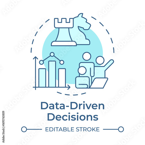 Wallpaper Mural Data-driven decisions soft blue concept icon. Statistical chart, teamwork management. Round shape line illustration. Abstract idea. Graphic design. Easy to use in infographic, presentation Torontodigital.ca