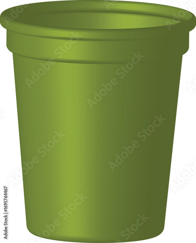 Reusable green plastic cup for eco-friendly events and sustainable picnics or zero waste lifestyle