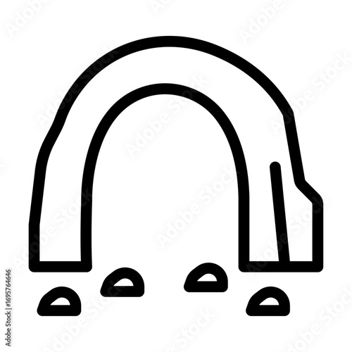 Cave with Rocks Line Icon of Caves & Caverns Icon Set