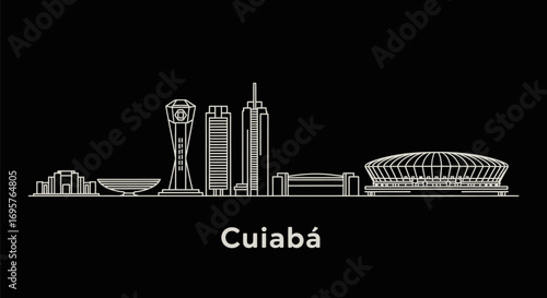 Cuiaba Skyline Brazil landmark illustration.